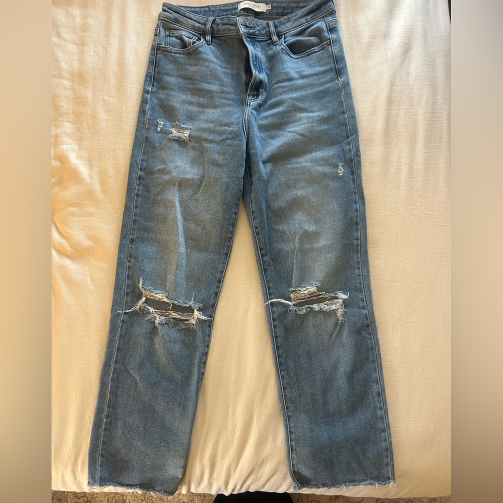 Distressed Blue Ankle Jeans
